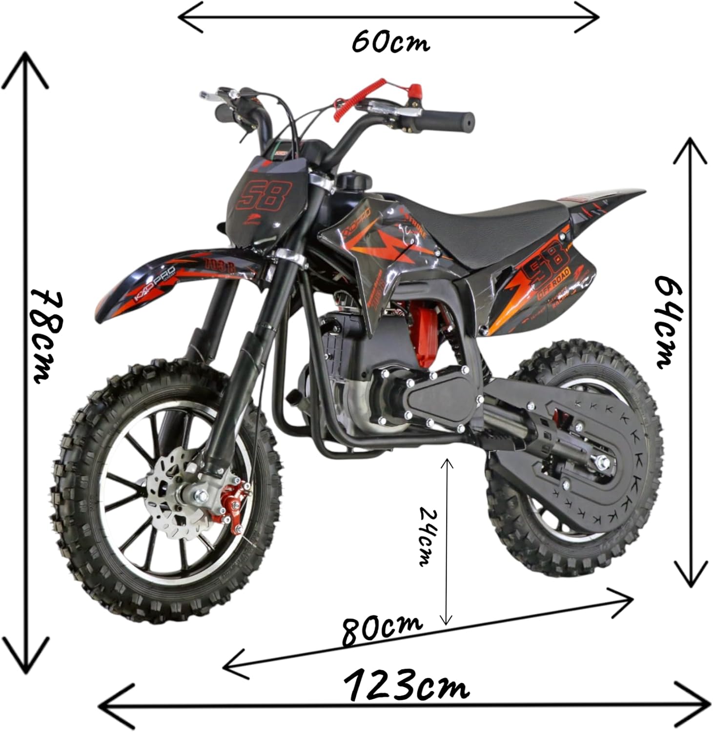 KXD 701A/706A/708A/703A /705 49cc 2/4-Stroke Dirt Bike Pocket Dirt Bike Motocross Motorcycle Cross 49 cc Motor Dirt Bike Pocket Bike (Turquoise, KXD 703B 4-Stroke 49cc PullStarter "Offroad Racing 58) – Bild 4