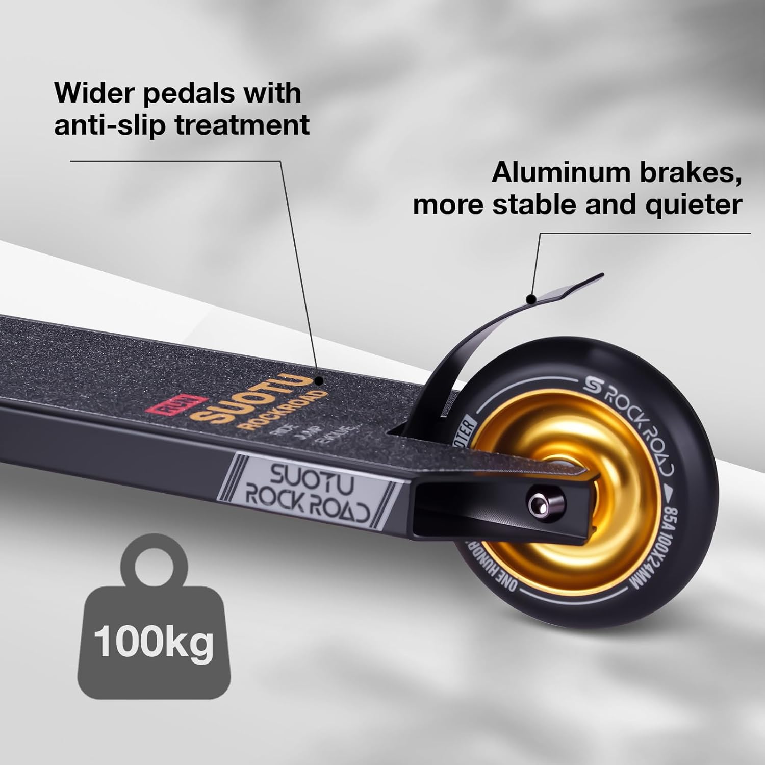 SUOTU Stunt Scooter, 360° Steering, Stunt Scooter with 100 mm 85A PU Wheels, Stand Scooter for Children, Teenagers and Adults, Load Capacity: 100 kg, Aluminium – Bild 4