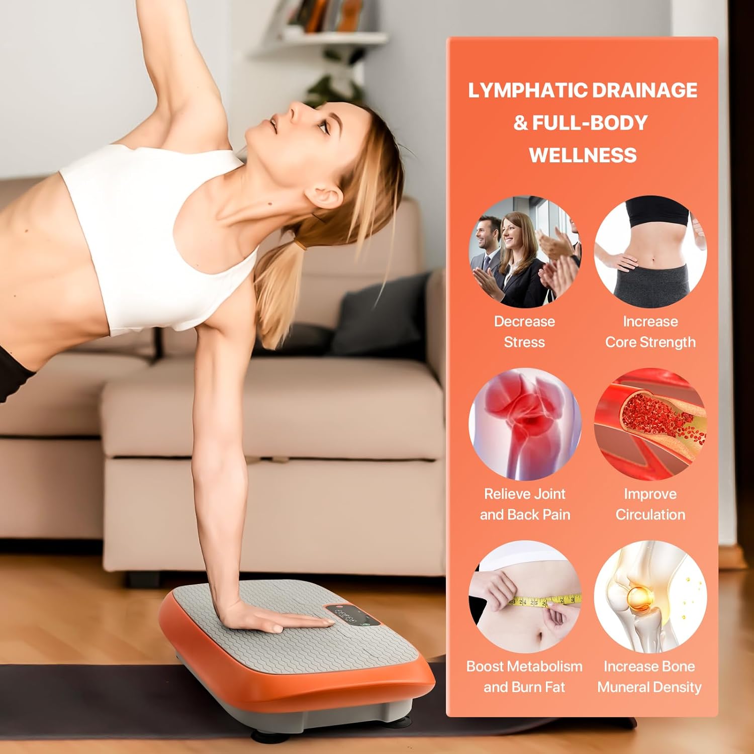 Vibration Plate Training Device for Weight Loss, Fitness Equipment, Vibration Plate Platform for Home Fitness, Lymphatic Drainage, Shaking, Full Body Shaker, 99 Adjustable Speeds – Bild 2