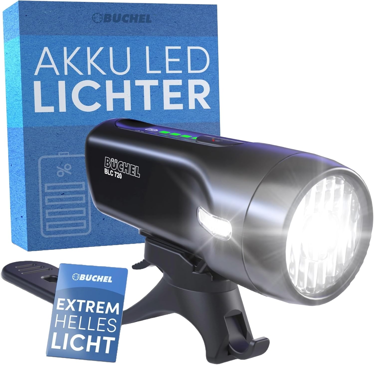 Büchel BLC 720 Fahrradlichter Set I 70/30/15 Lux I StVZO zugelassen mit bis zu 14h Akkulaufzeit I Aufladbares Fahrrad licht LED für vorne + hinten I Rücklicht Fahrrad, fahrradlicht vorne I Micro-USB – Bild 7