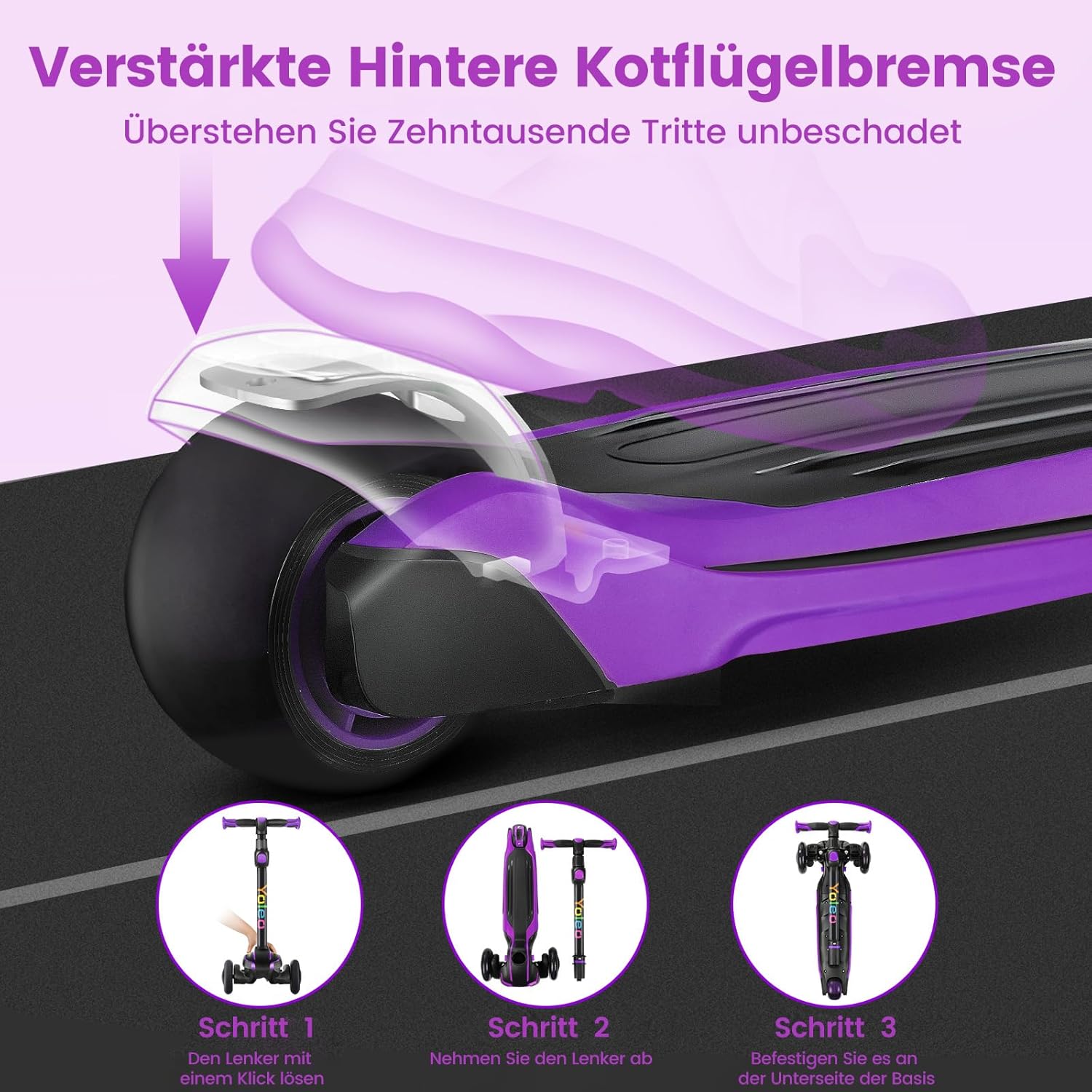 YOLEO Children's Scooter for 3-12 Years, Children's Scooter with 4 Adjustable Heights, LED Luminous Wheels, Children's Scooter, Shock Absorbing Design, Easy to Steer, Balance Training Scooter for – Bild 5
