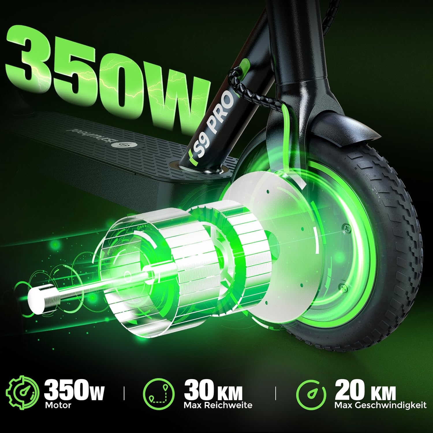 E Scooter mit Straßenzulassung, 350W Motor E Roller mit App, 30KM Reichweite, Elektroroller 120kg Tragkraft, Faltbarer Elektroscooter Erwachsene für den Pendlerverkehr, Mit Electric Scooter-Tasche – Bild 3