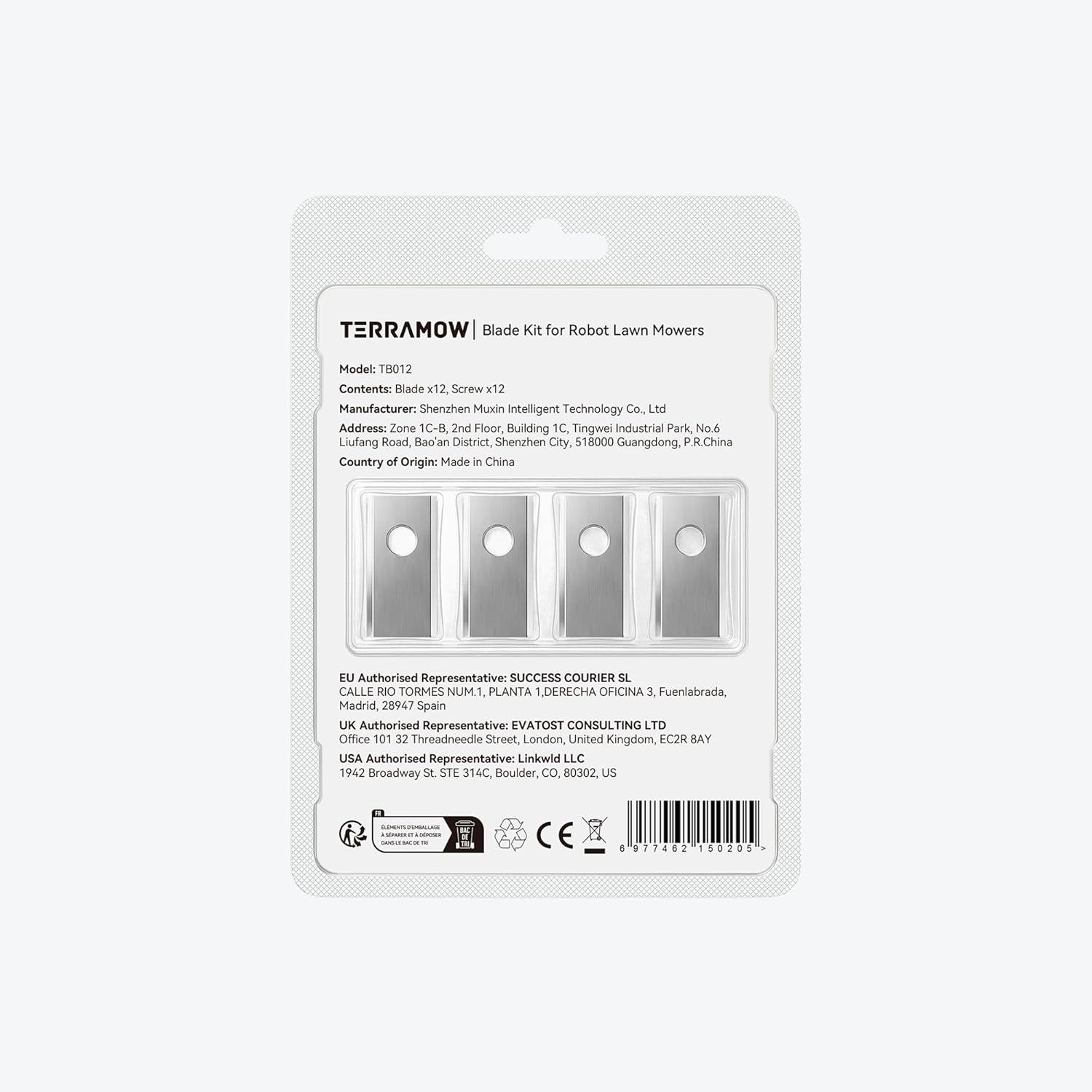 TerraMow Original Accessories: Replacement Blade Set with 3×4 Lawn Blades and 12 Screws Compatible with Robot Mowers V600 & V1000 – Bild 2