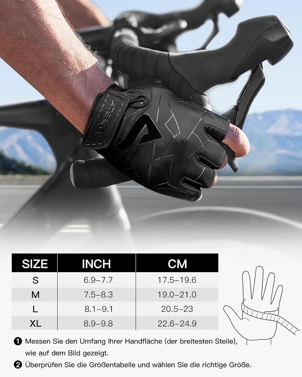 ATERCEL Cycling Gloves Half Finger for Men Women - Cycling Gloves MTB Gloves with SBR Padding for Cycling, MTB, Fitness – Bild 6