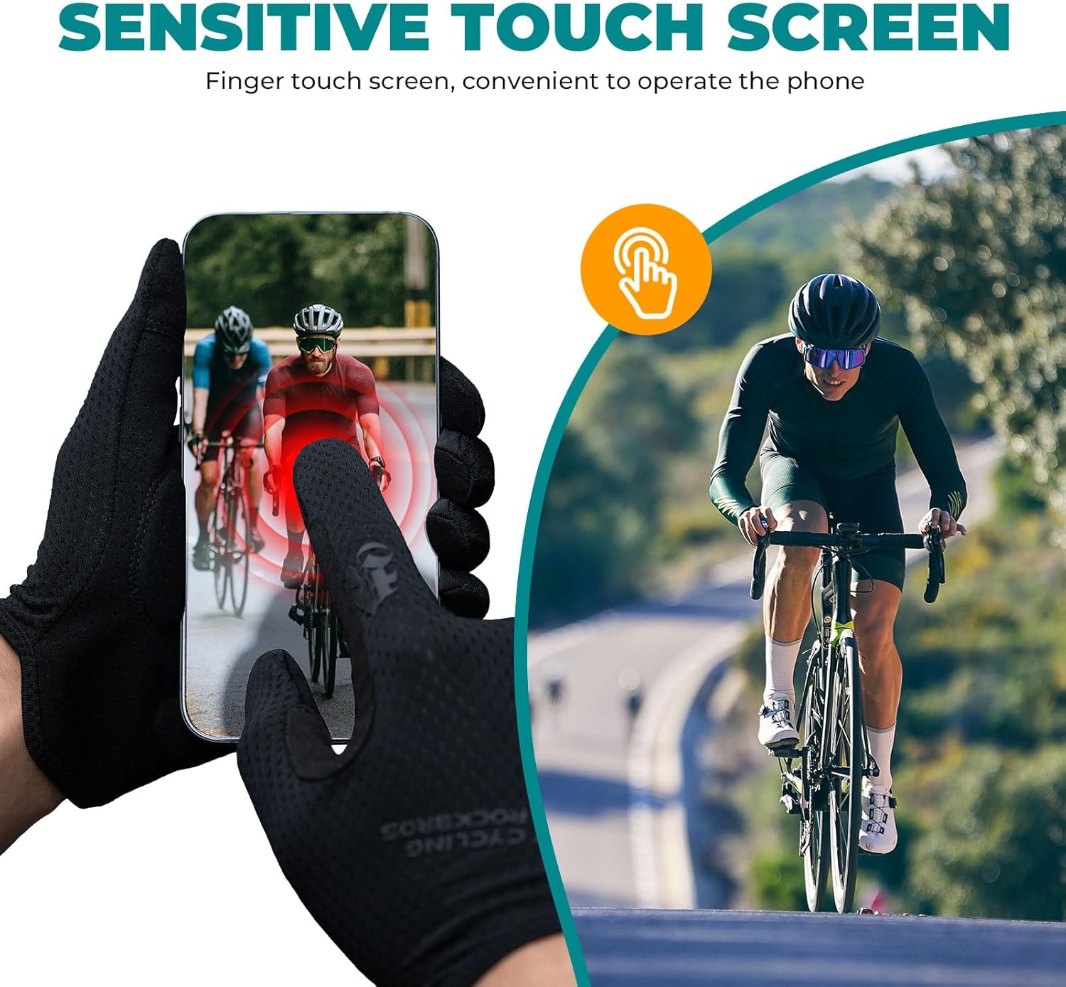 ROCKBROS Cycling Gloves for Spring Summer Full Finger Long Finger Touchscreen Cycling Gloves Men Women Mountain Bike Road Bike – Bild 6
