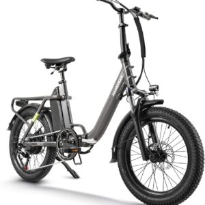 HANEVEAR H6-Light E Bike Folding Bike, Electric Bicycles with Torque Sensor, 48 V 14.5 Ah Battery up to 120 km+, 55 N.m 250 W Motor, 3.0 Inch Fat E-Bike, Off-Road Pedelec EBike Men Women