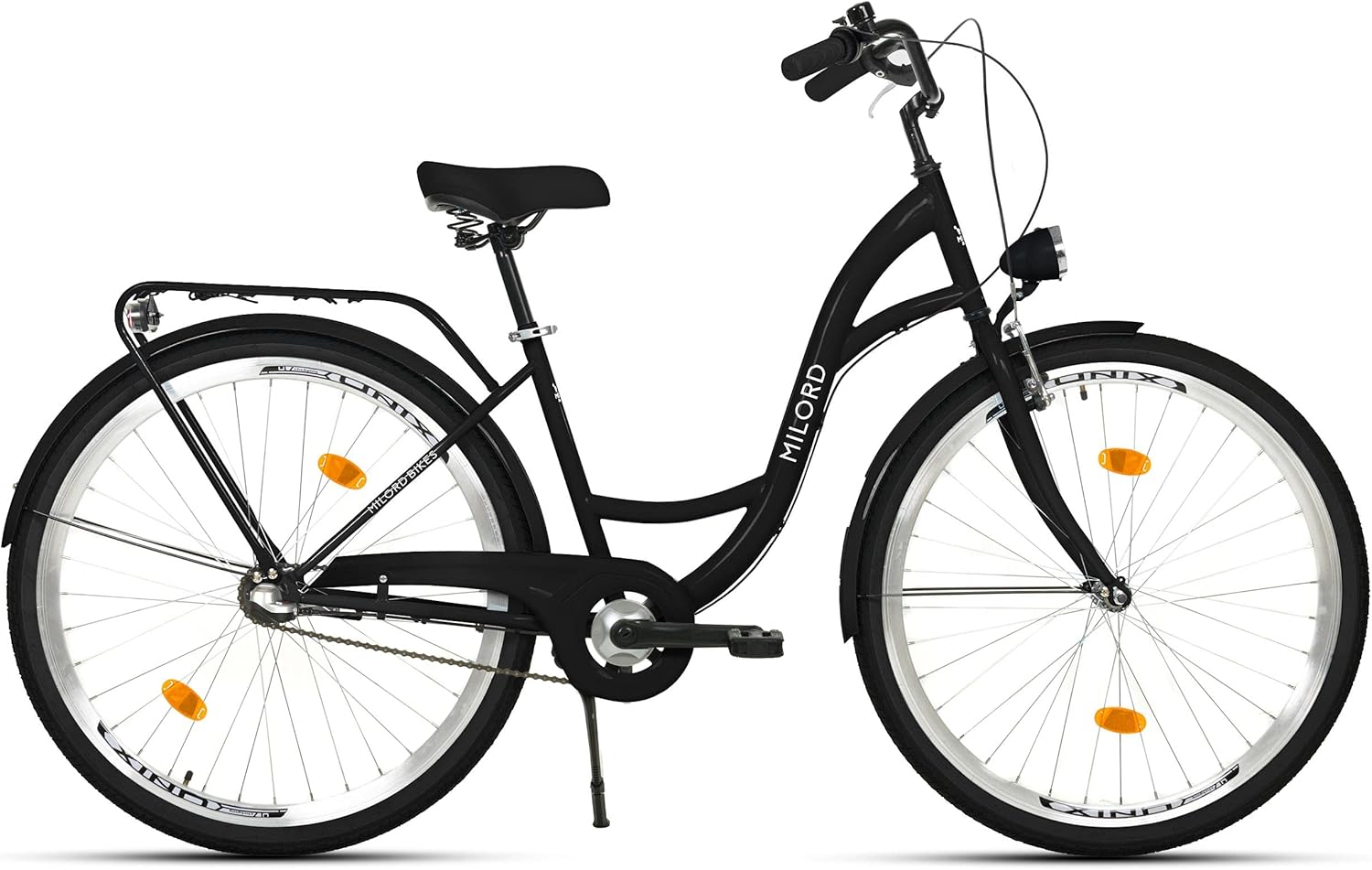 MILORD. Comfort Bicycle with Back Carrier, Holland Bike, Women's Bike, 3-Speed, Black, 26 Inch – Bild 2