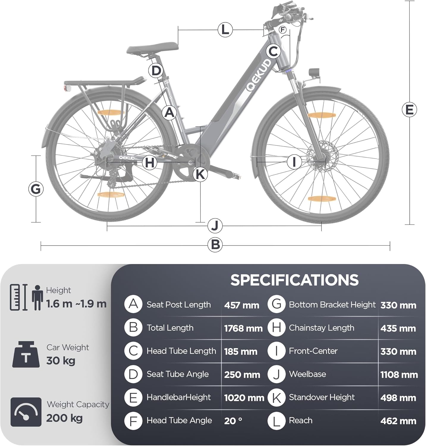 26M208 Electric Bicycle, 26 Inch Electric Bicycle Trekking Bike e-City Bicycle with 36 V 12.5 Ah Li-Ion Battery, Range up to 100 km in Hybrid Mode, 250 W Motor, EU Compliant, with App – Bild 6