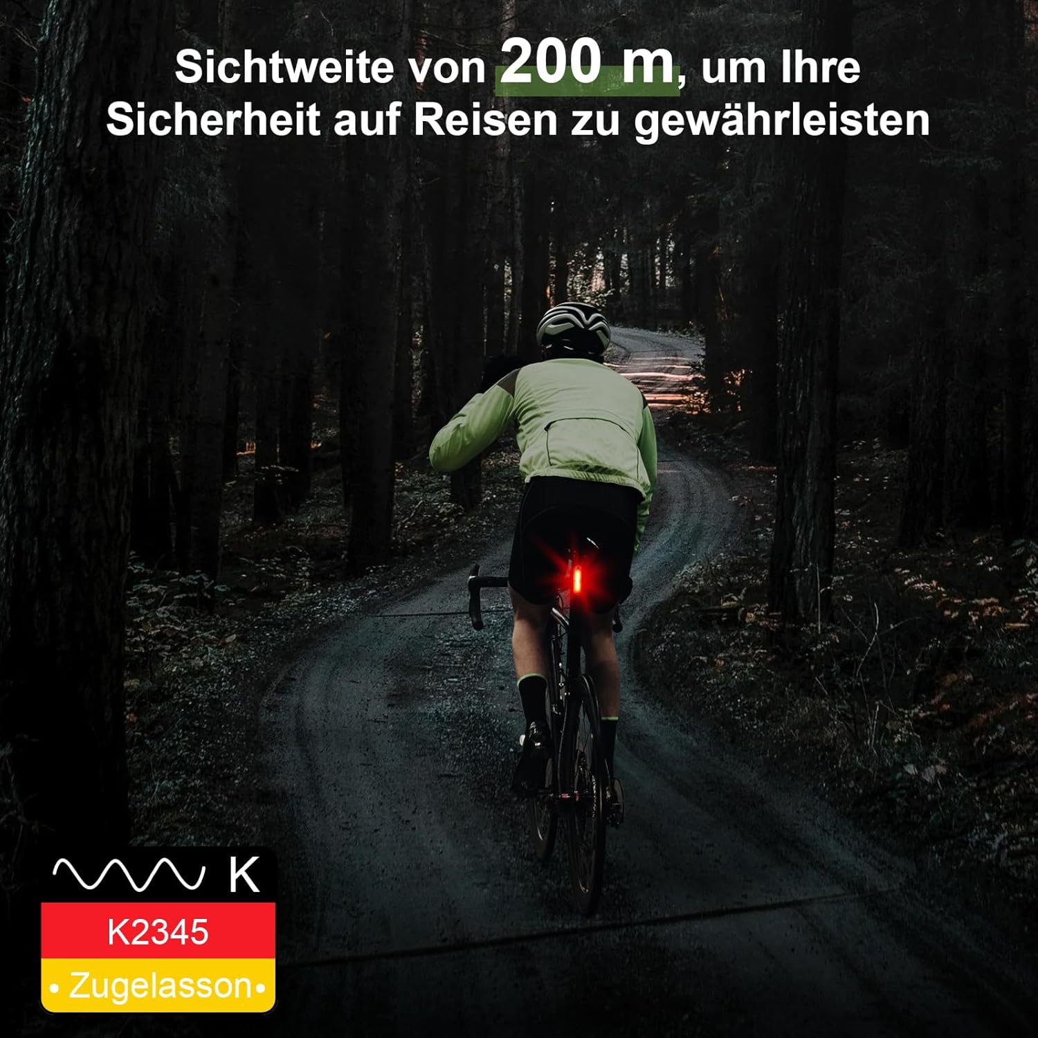 toptrek Rear Light Bicycle Visibility Range 200 Metres, Rear Light Bicycle LED StVZO Approved Bicycle Rear Light USB-C Rechargeable Battery Bicycle Light Rear IPX5 Waterproof for Road Bike, MTB, – Bild 2