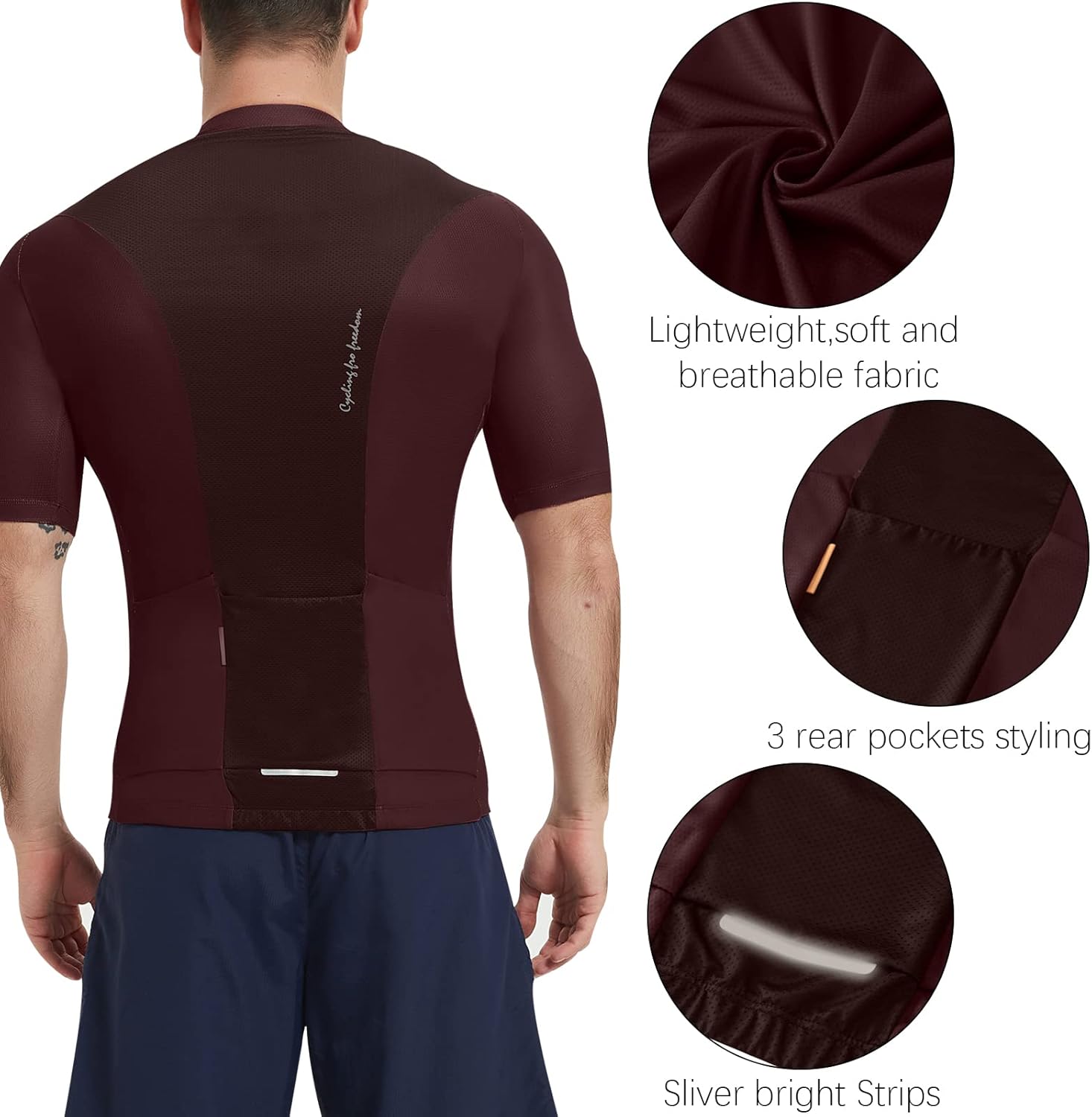 Santic Yorkson Men's Short Sleeve Cycling Jersey Men's Cycling Shirt Short Sleeve Summer with Pockets – Bild 4