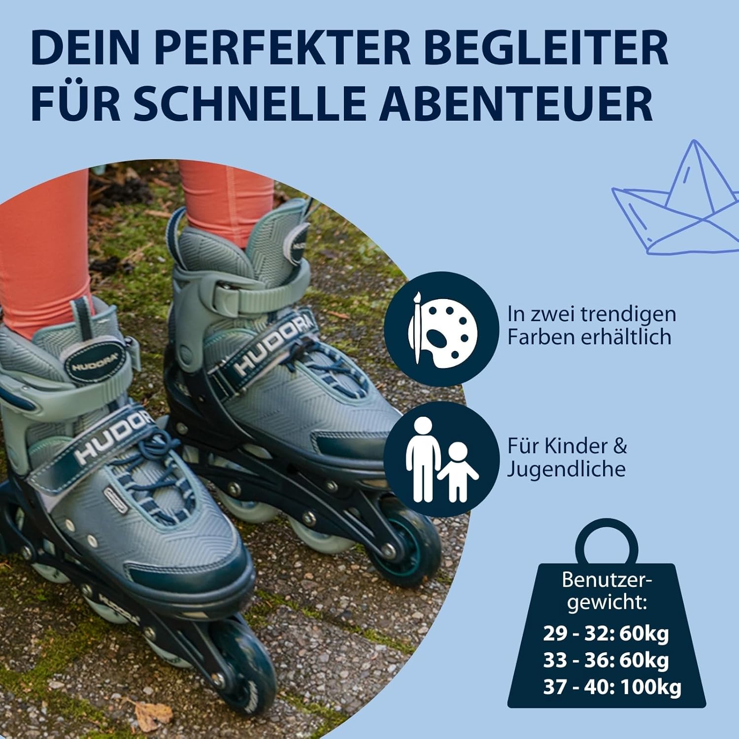 HUDORA Mia/ Leon Inline Skates for Children, Teenagers and Adults, Various Sizes, Roller Skates for Men and Women, Adjustable Size – Bild 6
