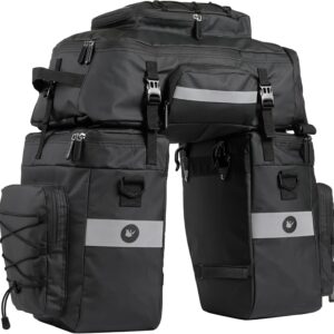 Baigio Bicycle Bag, 3-in-1 Multifunction Waterproof Pannier Rack Bag, 75L Cycling Pannier Rack Bag, Bicycle Travel Bag With Rain Cover, For Men, black