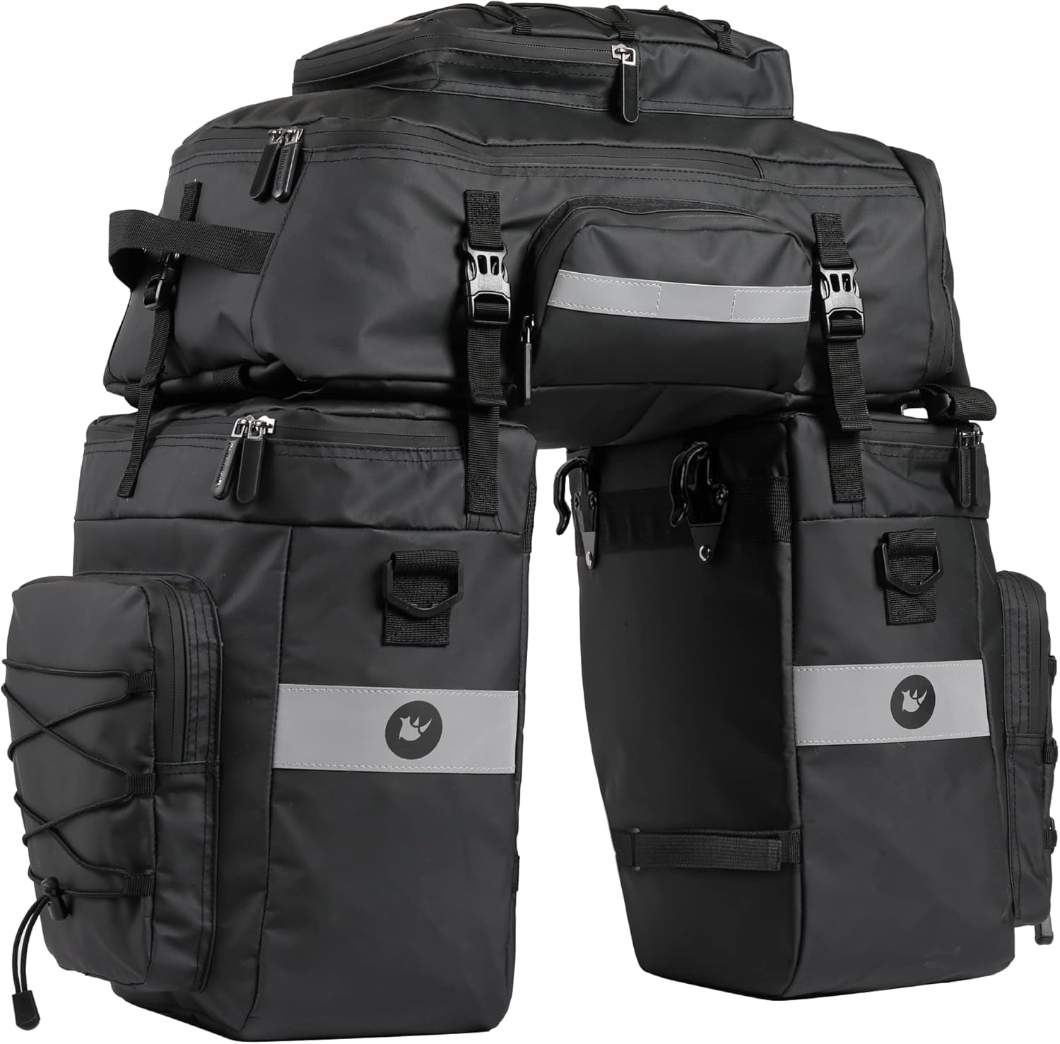 Baigio Bicycle Bag, 3-in-1 Multifunction Waterproof Pannier Rack Bag, 75L Cycling Pannier Rack Bag, Bicycle Travel Bag With Rain Cover, For Men, black
