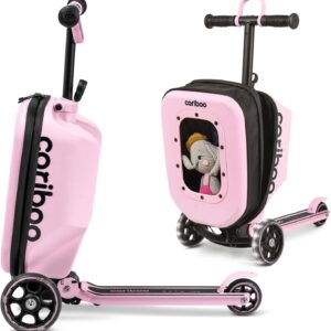 Cariboo iTravel Children’s Scooter with Suitcase with 3 Wheels from 2 Years 2-in-1 Tricycle Foldable Height Adjustable up to 50 kg Hand Luggage