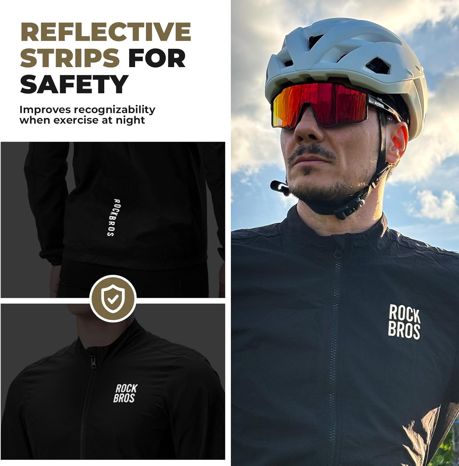 ROCKBROS Windbreaker Cycling Jacket Men's Ultralight Breathable Cycling Jacket Compact Sports Jacket Black Windbreaker Road Bike Men – Bild 5