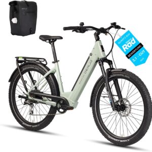 DERUIZ Quartz SUV E-Bike 27.5 Inch E-Mountain Bike with 644Wh Battery, 250W 55Nm Motor, Hydraulic Brakes, 8-Speed Derailleur, RH 46 cm Offroad & City Electric Bicycle for Men and Women, Max 150 km