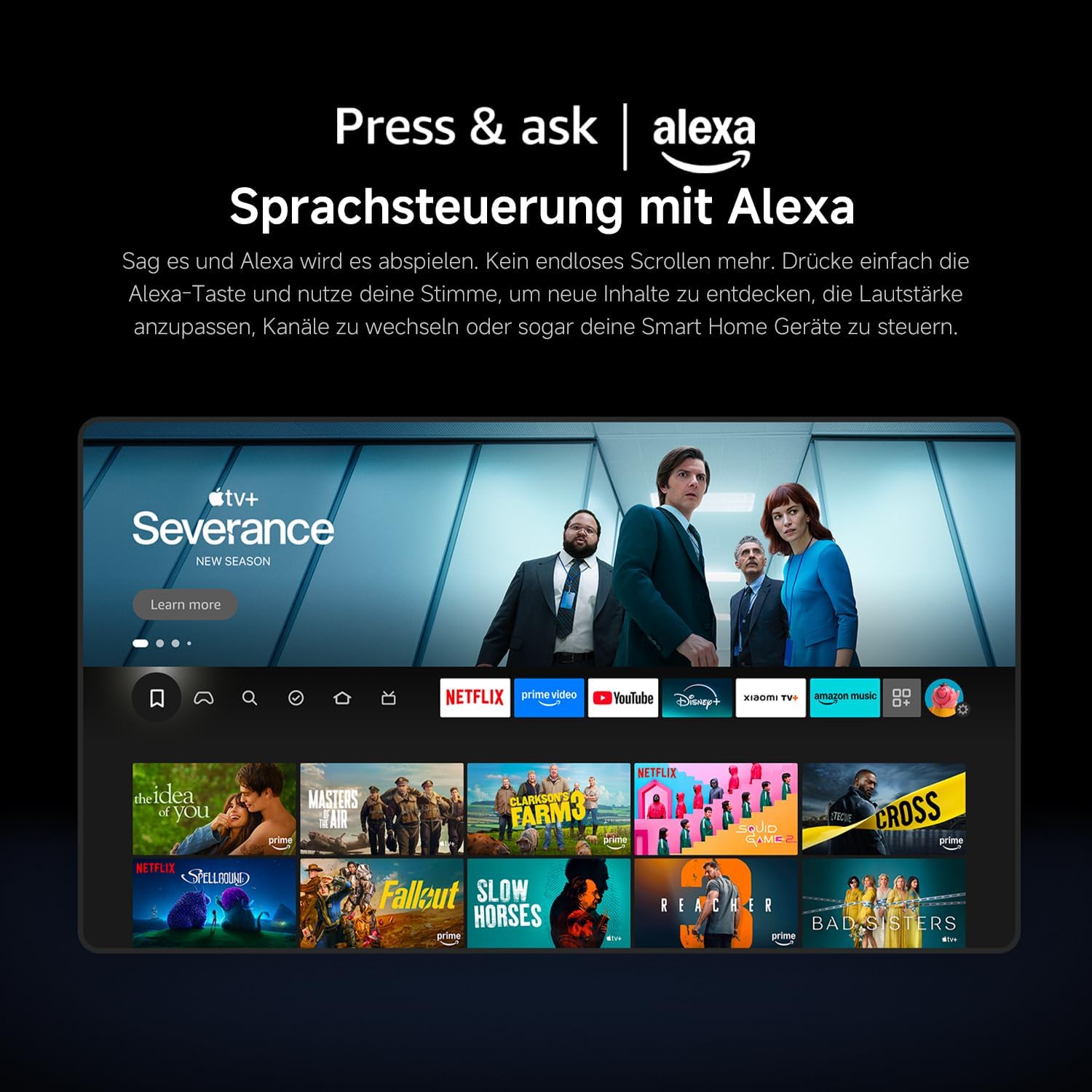 Xiaomi TV F 65, 65 Inch (165 cm), 4K UHD, Smart TV, Fire OS8, Triple Tuner DVB-C/S/S2/T/T2, HDR10, MEMC, 60Hz with 120Hz Game Boost Mode, Voice Control with Alexa, 2GB+32GB, Compatible with Apple AirPlay – Bild 11