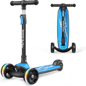 besrey Children’s Scooter, Safe Premium Tricycle Scooter with PU LED Luminous Wheels, Foldable Height-Adjustable Children’s Scooter, Lightweight Load Capacity up to 50 kg, from Toddlers, Boys and