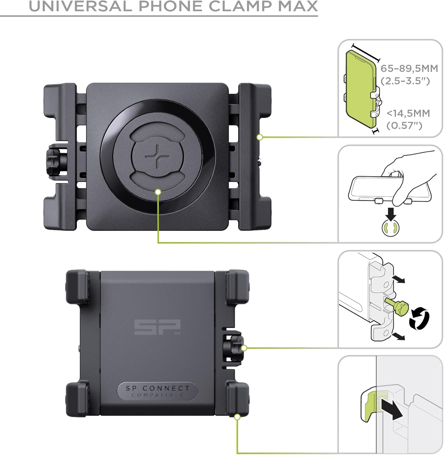 SP CONNECT Bicycle Mobile Phone Holder | SPC+ | Universal Mobile Phone Holder for Bicycle Handlebars | Motorcycle Mobile Phone Holders for All Smartphone Mobile Phones such as iPhone Samsung | Mountain Bike Road Bike Mobile Phone Holder – Bild 3