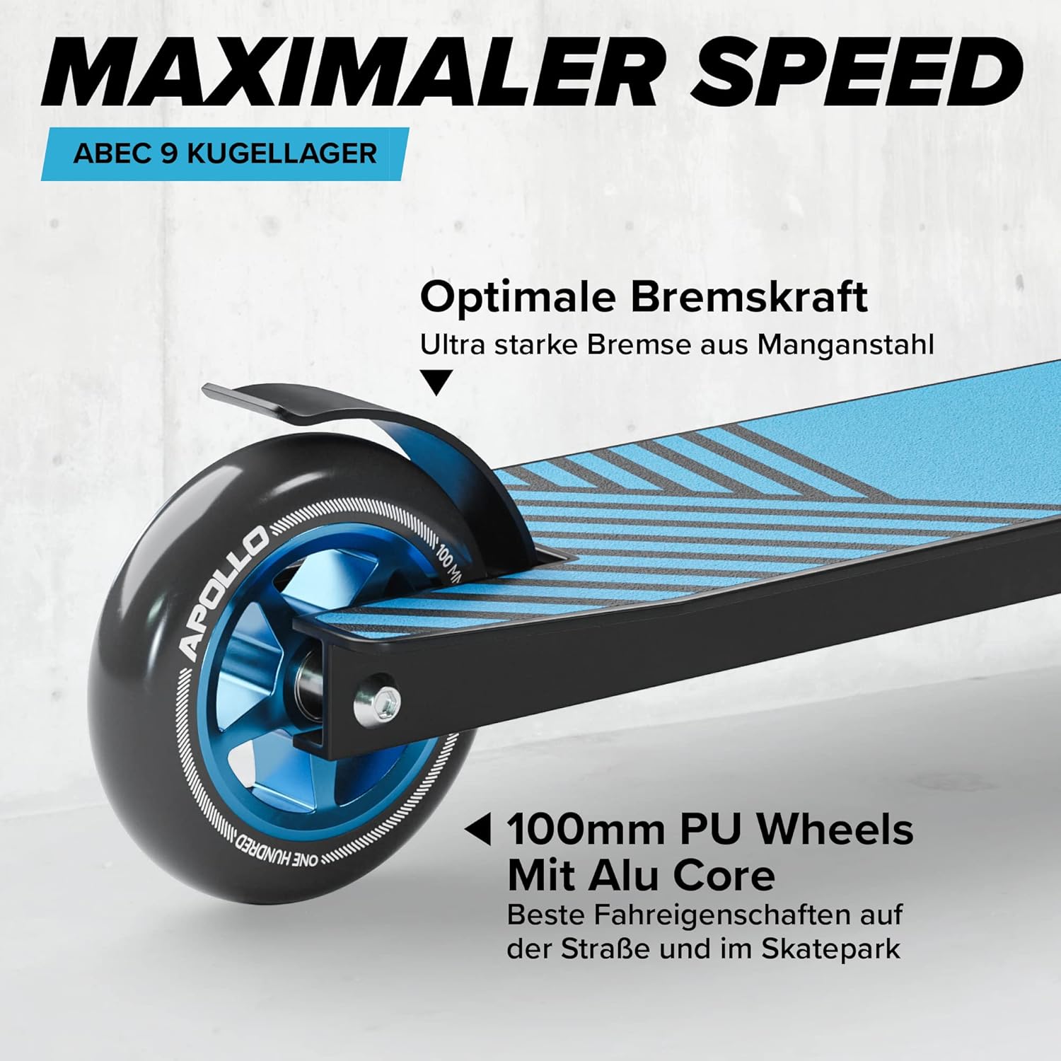 Apollo Genius Pro Stunt Kick Scooter, Robust and Fun Kick Scooter with ABEC 9 Bearings for Children from 6 Years – Bild 5