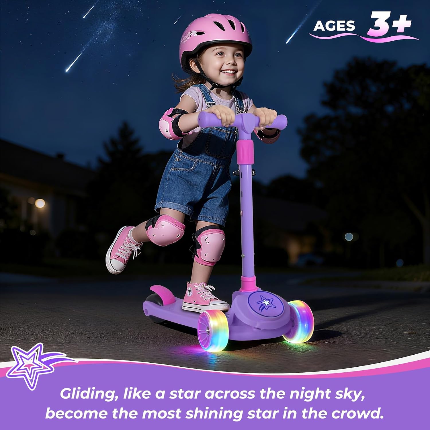 Nattork Children's Scooter, 3 Wheels, Children's Scooter with 3 Height-Adjustable Handlebars, Tilting Steering and Wide Non-Slip Deck, for Boys and Girls from 2 Years – Bild 2