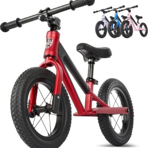 Balance Bike from 2 Years, Ultralight with Carry Handle, Magnesium Frame, 12 Inch Wheels, Footrest and Ergonomic Height-Adjustable Seat