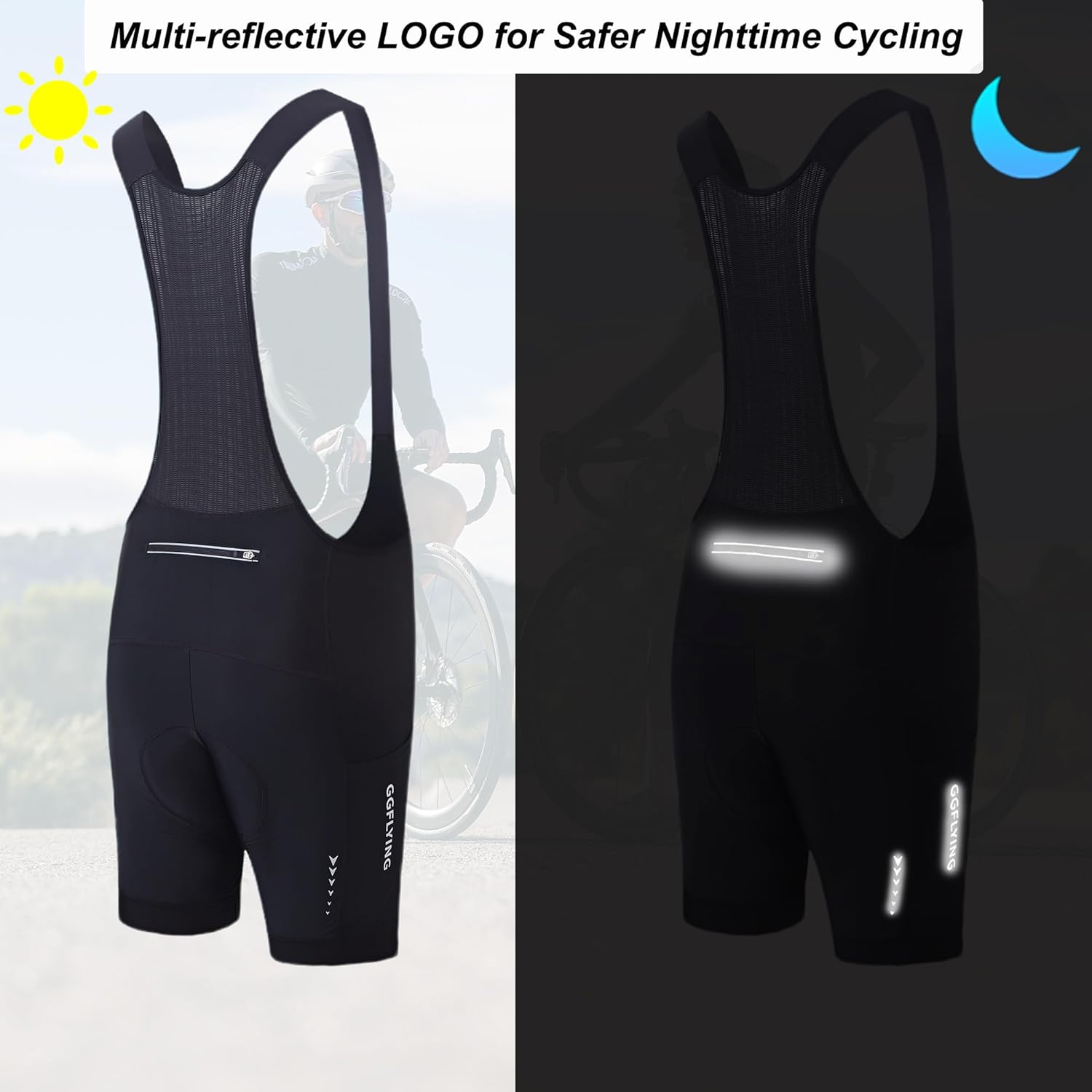 Bib Shorts Men's 5D Padded Cycling Shorts Road Bike Trousers Quick-Drying Breathable Cycling Shorts with 3 Pockets – Bild 6