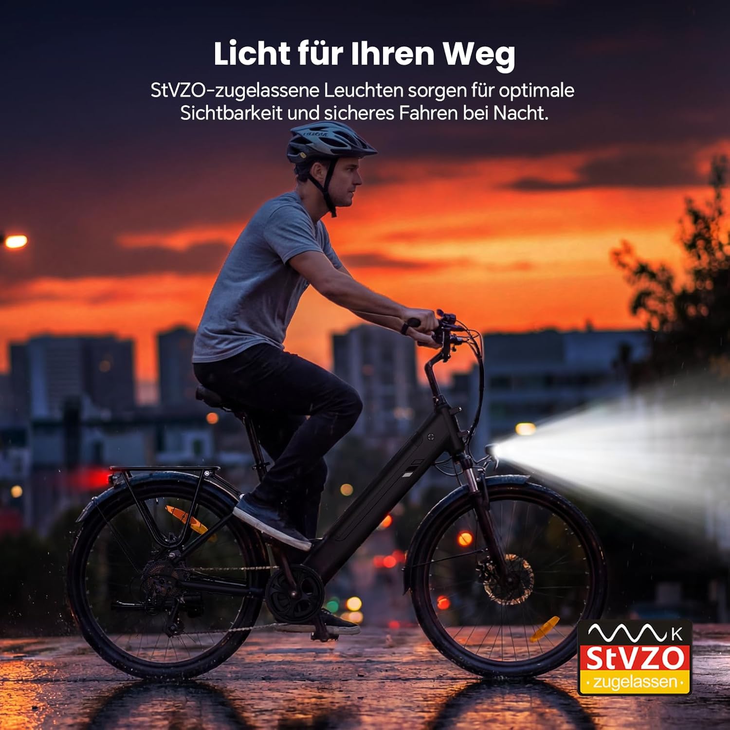 Touroll J2 ST Pro 26'' E-Bike Herren Damen, 250W City Elektrofahrrad mit Hydraulischen Scheibenbremsen, 561.6Wh Herausnehmbarer Akku bis 100km, 26 Zoll Low-Step Ebike mit Federgabel & 7 Gänge – Bild 7