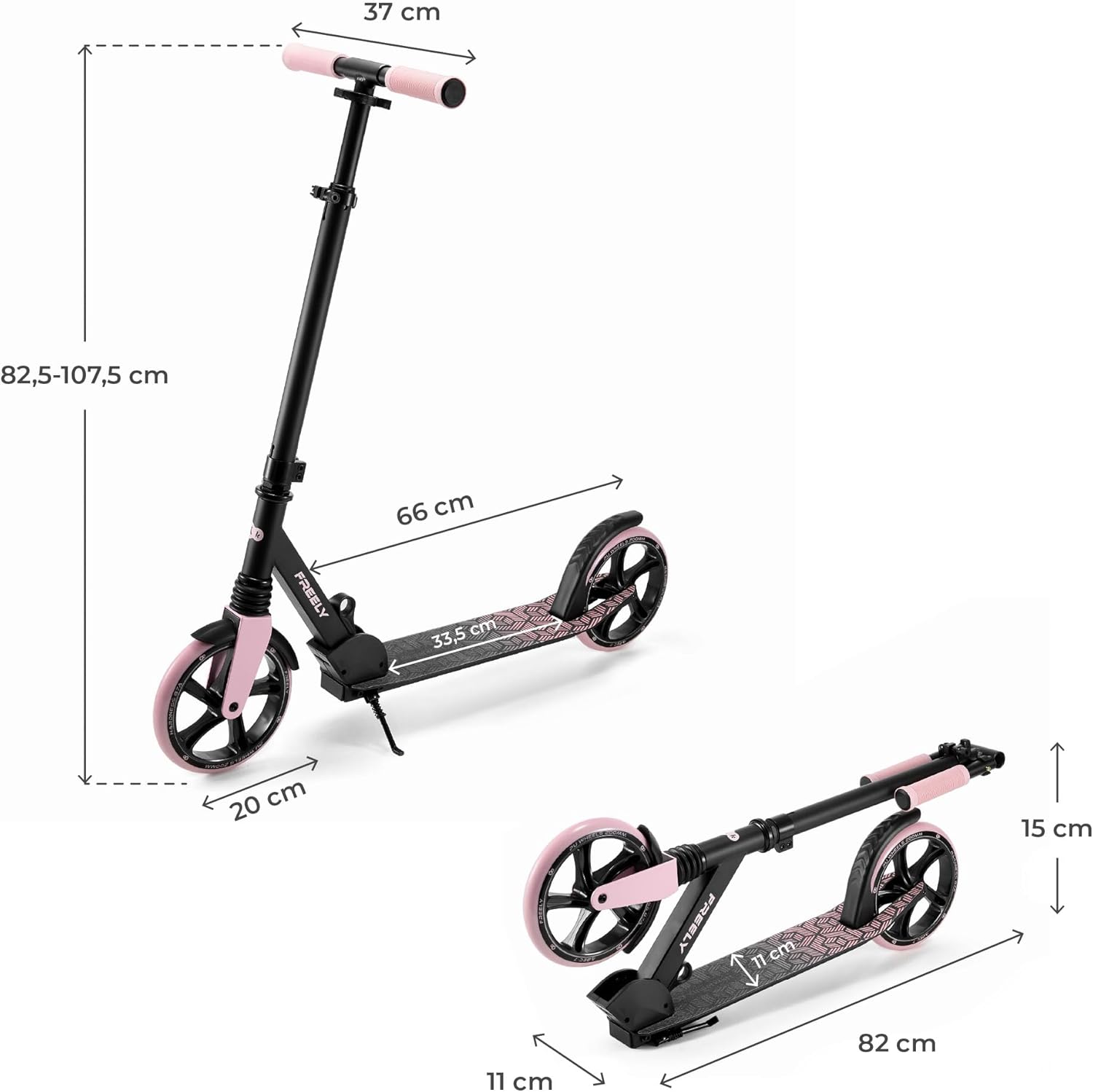 Kinderkraft Freely Scooter ab 3 Jahren, Kinderroller bis zu 100 kg, schnellen Zusammenklappen, Räder aus PP – Bild 9