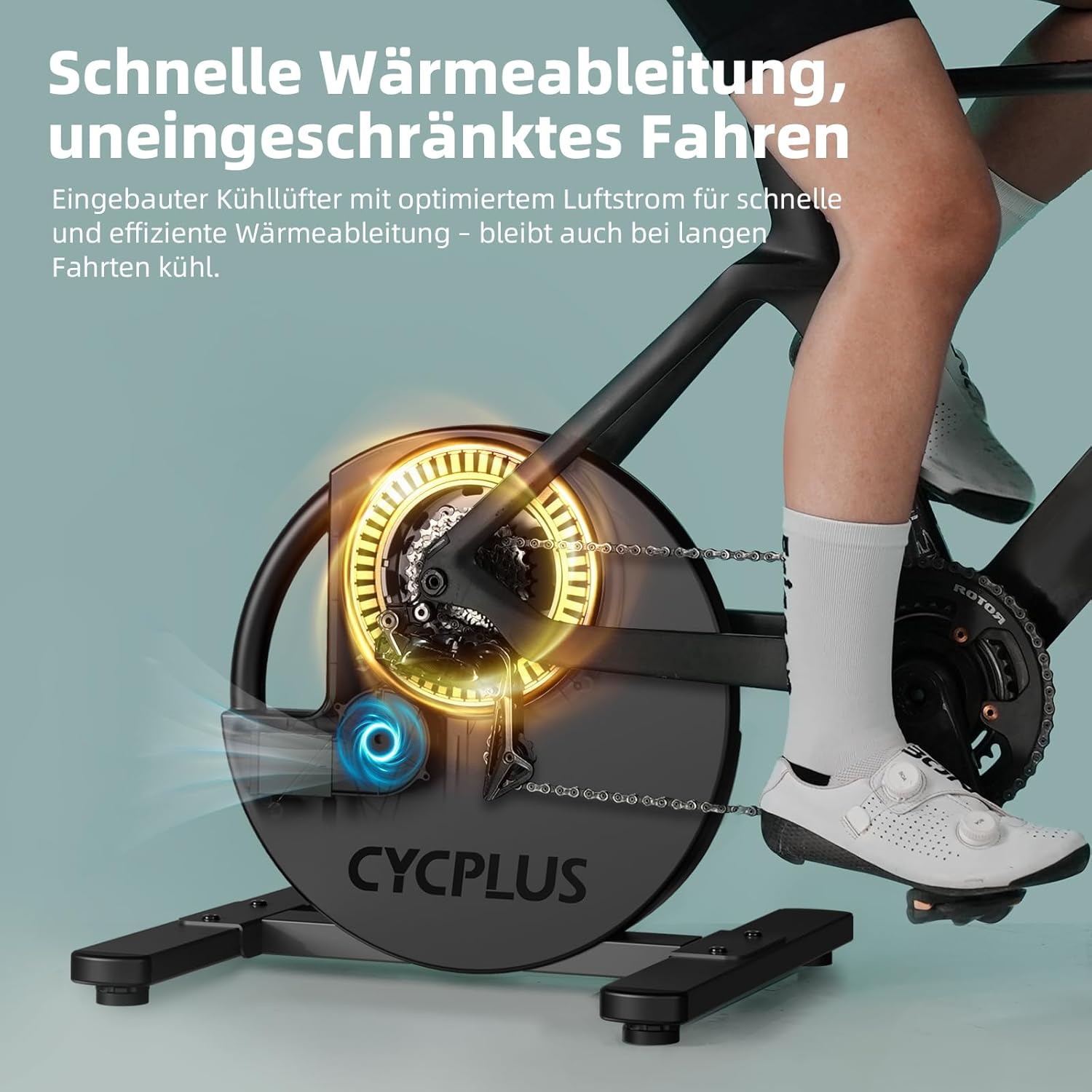 CYCPLUS R200 Bicycle Trainer, 2200 W Brushless Motor, 19% Incline Simulation, BLE & ANT+ Dual Mode, Virtual Switching, Uphill/Downhill Simulation, Super Quiet for Realistic Indoor Cycling – Bild 6