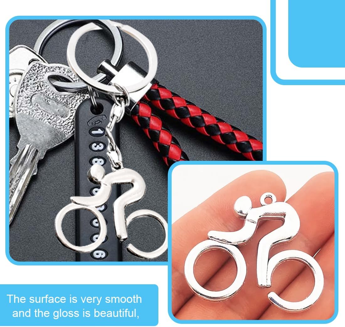 Bicycle Keyring, Bicycle Rider Key Pendant, Metal Bicycle Road Bike, Creative Gifts for Men, Women & Children (Silver) – Bild 5
