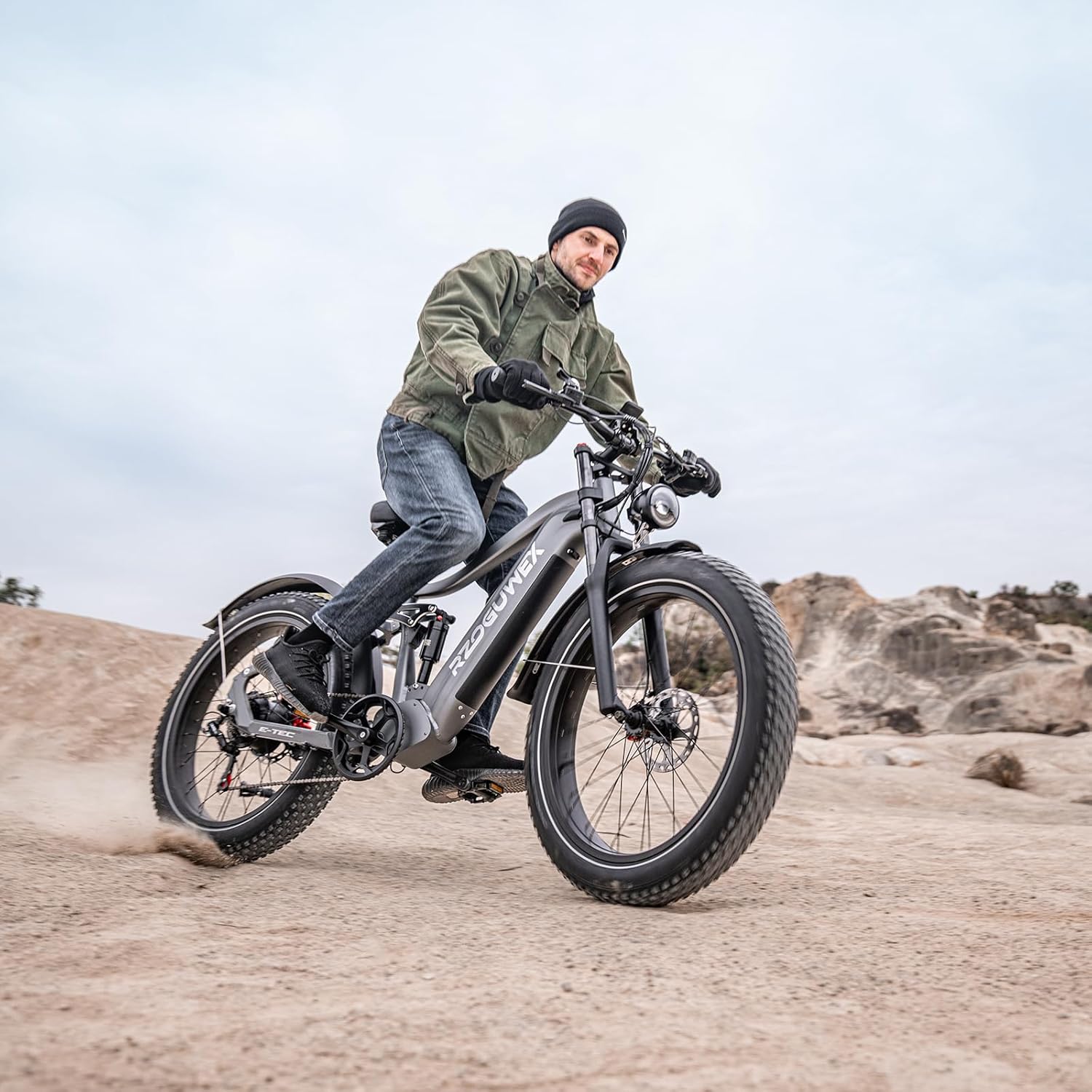 RZOGUWEX Electric Bicycle, 26 Inch Off-Road Ebike for Adults with Removable 48V 25Ah Lithium Ion Battery, 7 Speeds with Double Shock Absorbers and Double Hydraulic Disc Brake (Black) – Bild 4