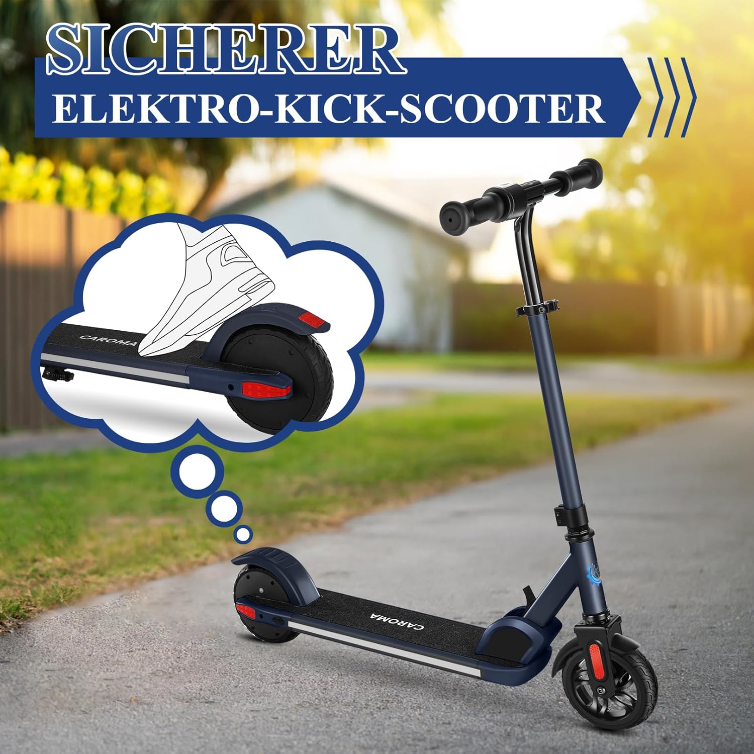 Caroma E Scooter für Kinder Alter 6-14, 150W/180W Motor, 16 km/h, 80 mins Fahrzeit, einstellbare Geschwindigkeit und Höhe, Bunte Lichter, LED-Anzeige, Faltbarer Kinder Elektroroller – Bild 6