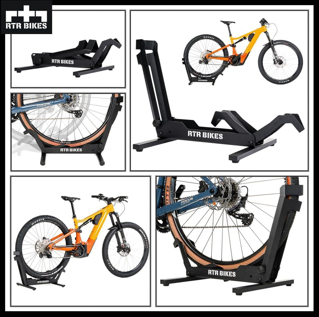 RTR BIKES Brutus Bicycle Stand Floor - Professional Rear Wheel Stand for E-Bike & MTB up to 30 kg - Solid Steel Base - Suitable for 26-29 Inches & Tyre Width up to 2.8 Inches - Made in EU – Bild 2
