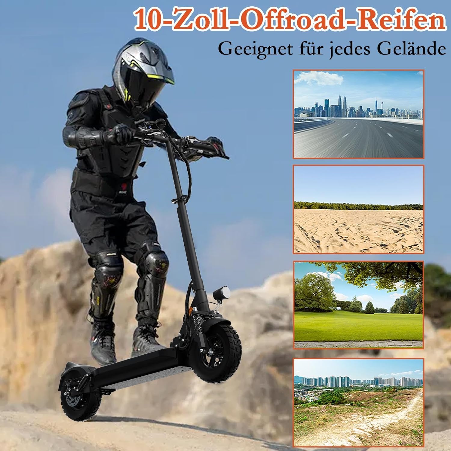JOYOR Electric Scooter Y Series, Escooter 48 V 18/26 Ah Range 55-100 Km, Mechanical Brake System and Double Shock Absorption, Foldable E Scooter with 10 Inch Tyres – Bild 6