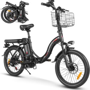 SAEMBIKE Electric Bicycle for Adults, 250 W Folding Electric Bicycle with 36 V 13 Ah Removable Battery, Speed 25 km/h and Range 110 km, 20 x 2.35 Inch Fat Tyres E-Bikes for City Commuters