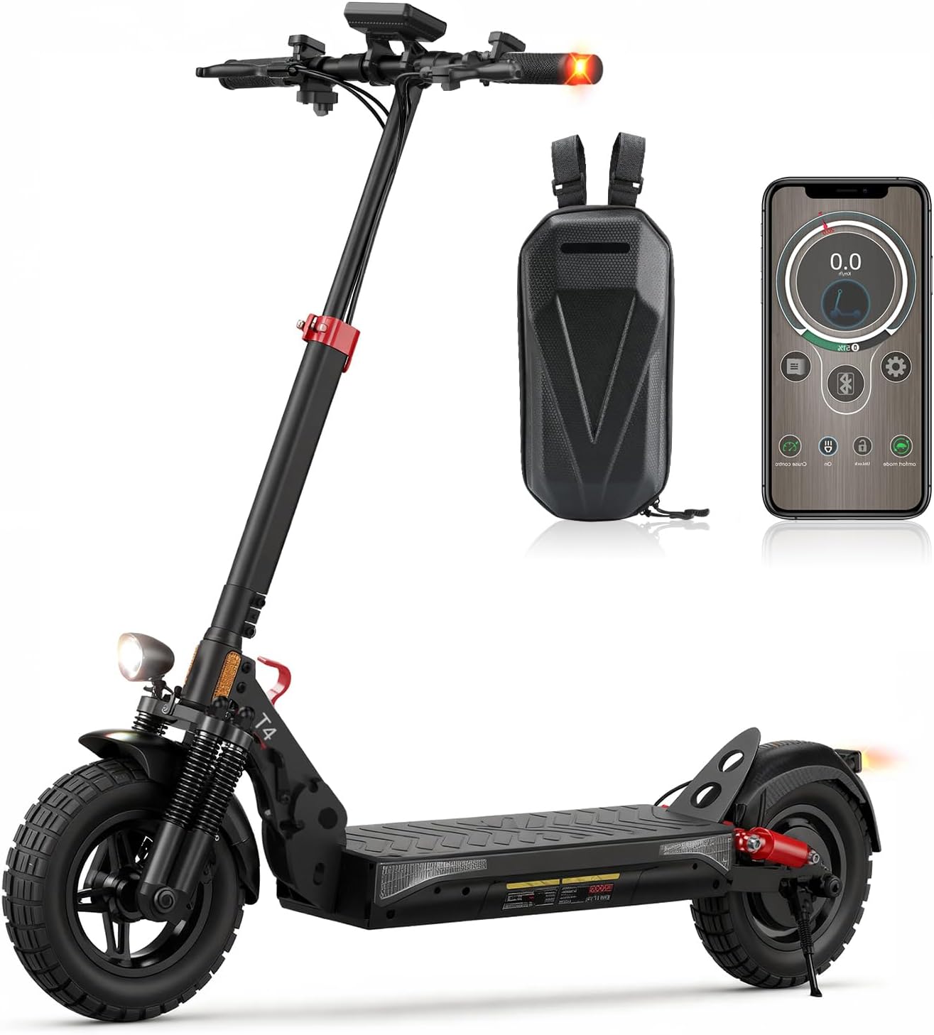 E Scooter mit Straßenzulassung mit Max 70/30KM Reichweite,10/8.5 Zoll Elektroroller mit Komfortable Stoßdämpfer,Faltbarer E Roller Belastung Doppelbremse LED-Licht,APP-Verbindung