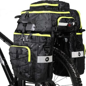 Baigio Bicycle Bag, 3-in-1 Multifunction Waterproof Pannier Rack Bag, 75L Cycling Pannier Rack Bag, Bicycle Travel Bag With Rain Cover, For Men, green