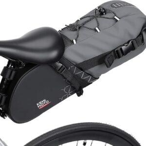 KEMIMOTO Bicycle Saddle Bag, 11 L, Waterproof Bicycle Saddle, Bicycle Seat Bag, Road Bike Saddle Bag for E-Bike and MTB, with Attachment Straps for Holder, Grey