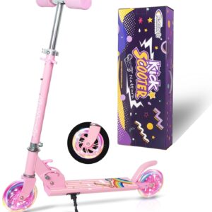 Nattork Children’s Scooter for Boys & Girls, Portable, Lightweight Folding Design with Brake System, Height-Adjustable Handlebar and up to 50 kg Load Capacity