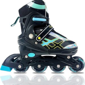 Inline Skates for Children, Girls & Boys Ages 4-6, 5-8, 6-12, 8-12 Years – Adjustable Roller Skates for Beginners, Teenagers, Indoor & Outdoor, Adjustable Size