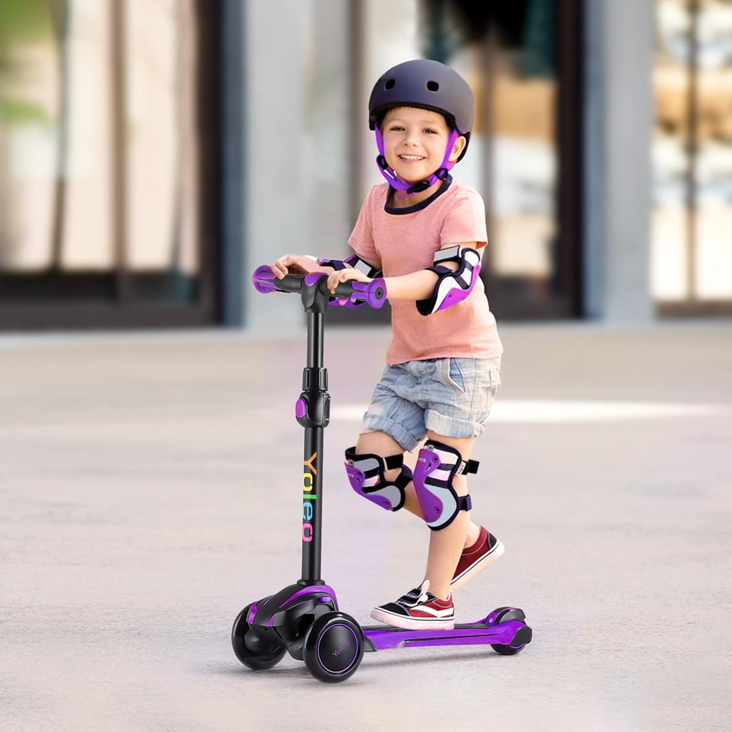 YOLEO Children's Scooter for 3-12 Years, Children's Scooter with 4 Adjustable Heights, LED Luminous Wheels, Children's Scooter, Shock Absorbing Design, Easy to Steer, Balance Training Scooter for – Bild 9