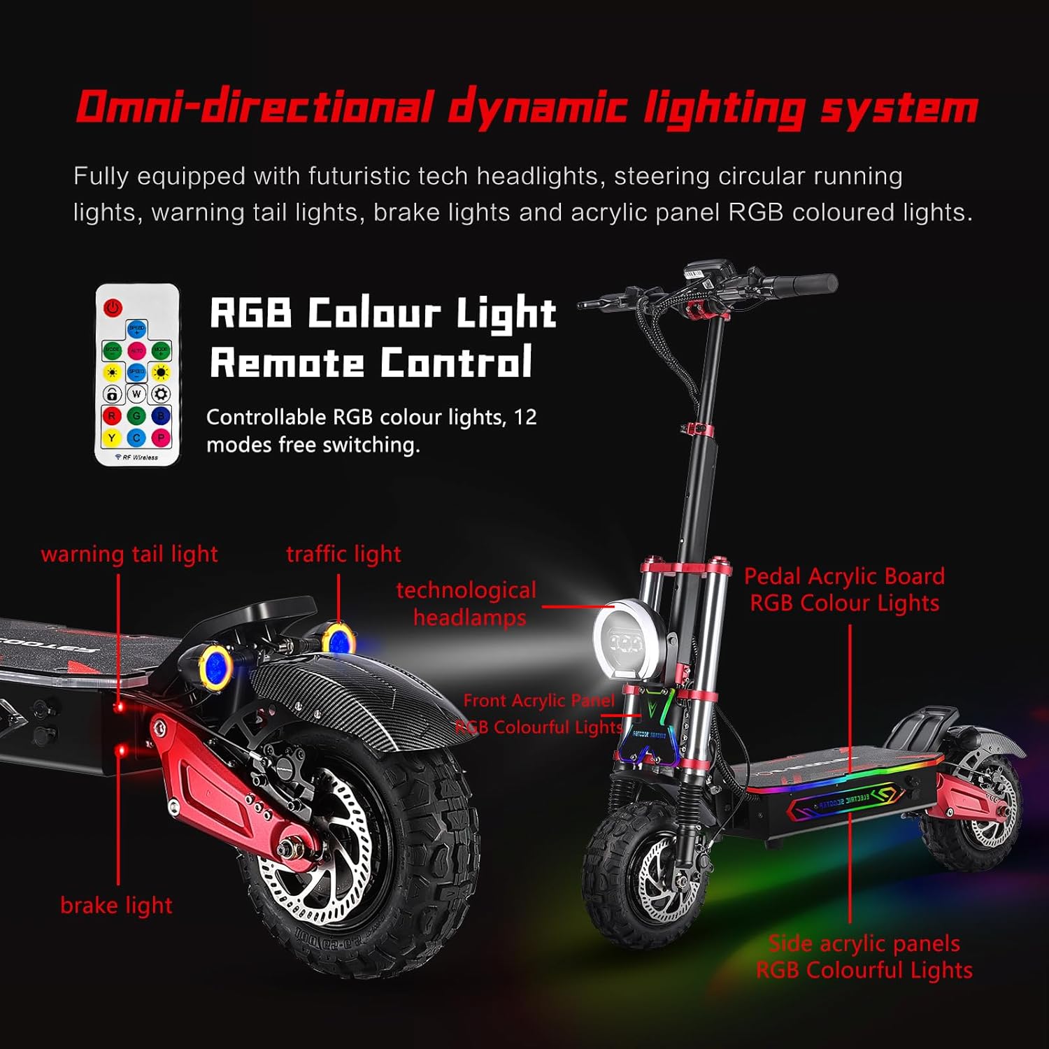 HWWH S5 Offroad Electric Scooter Adult Offroad Scooter Fast NFC Starts 11 Inch Double Motor Double Hydraulic Suspension 200 kg Load Capacity 120 km Max Range – Bild 7