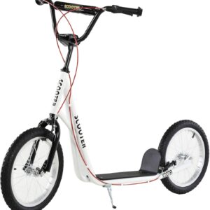 HOMCOM Children’s Scooter, City Scooter, Kickboard, Pneumatic Tyres, 16 Inches, Blue/Green/White/Black, 139 x 58 x 90-96 cm