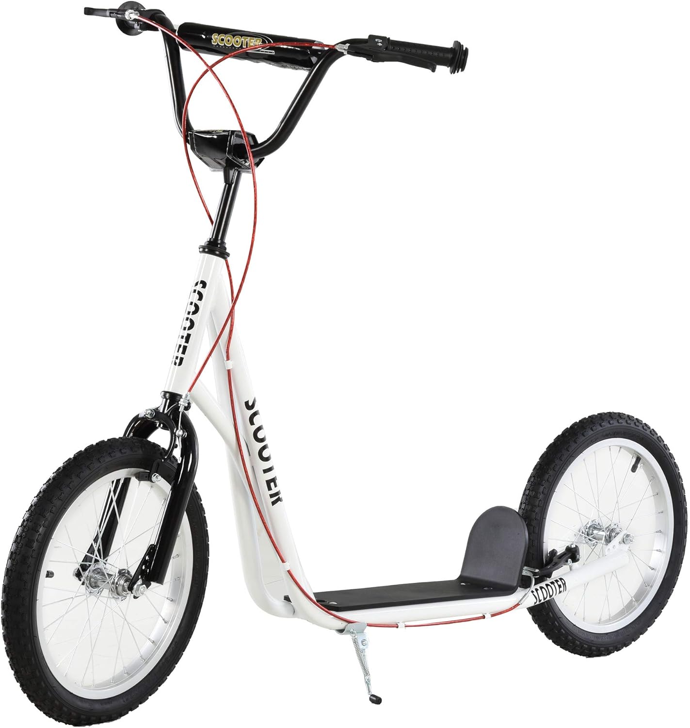 HOMCOM Children's Scooter, City Scooter, Kickboard, Pneumatic Tyres, 16 Inches, Blue/Green/White/Black, 139 x 58 x 90-96 cm