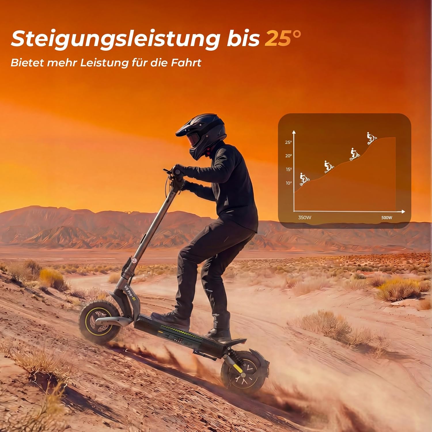 E Scooter with Road Legal, Max Range 70 KM, 48 V 12.5 Ah, 10 Inch Offroad Electric Scooter with Swing Suspension, LCD Display, E Scooter Offroad Load up to 150 kg, Smart App – Bild 6