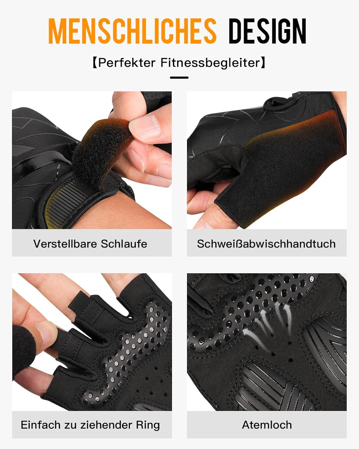 ATERCEL Cycling Gloves Half Finger for Men Women - Cycling Gloves MTB Gloves with SBR Padding for Cycling, MTB, Fitness – Bild 5