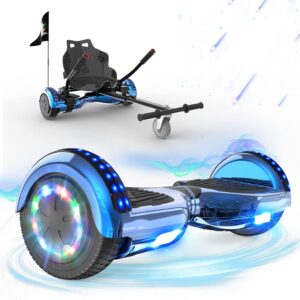 RCB Hoverboards with Seat Hoverkart Complete for Children, Skateboard with Set, Hoverboards with LED Lights and Bluetooth, Gift for Children