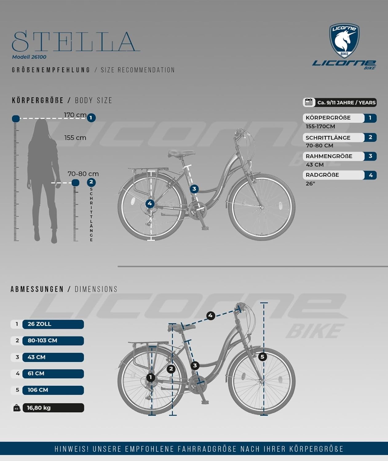 Licorne Bike Stella Premium City Bike in 20, 24, 26, 28 Inch Bicycle for Girls, Boys, Men and Women, 21 Speed Gears (6 Gears at 20 Inches) Dutch Bicycle City Bike – Bild 6