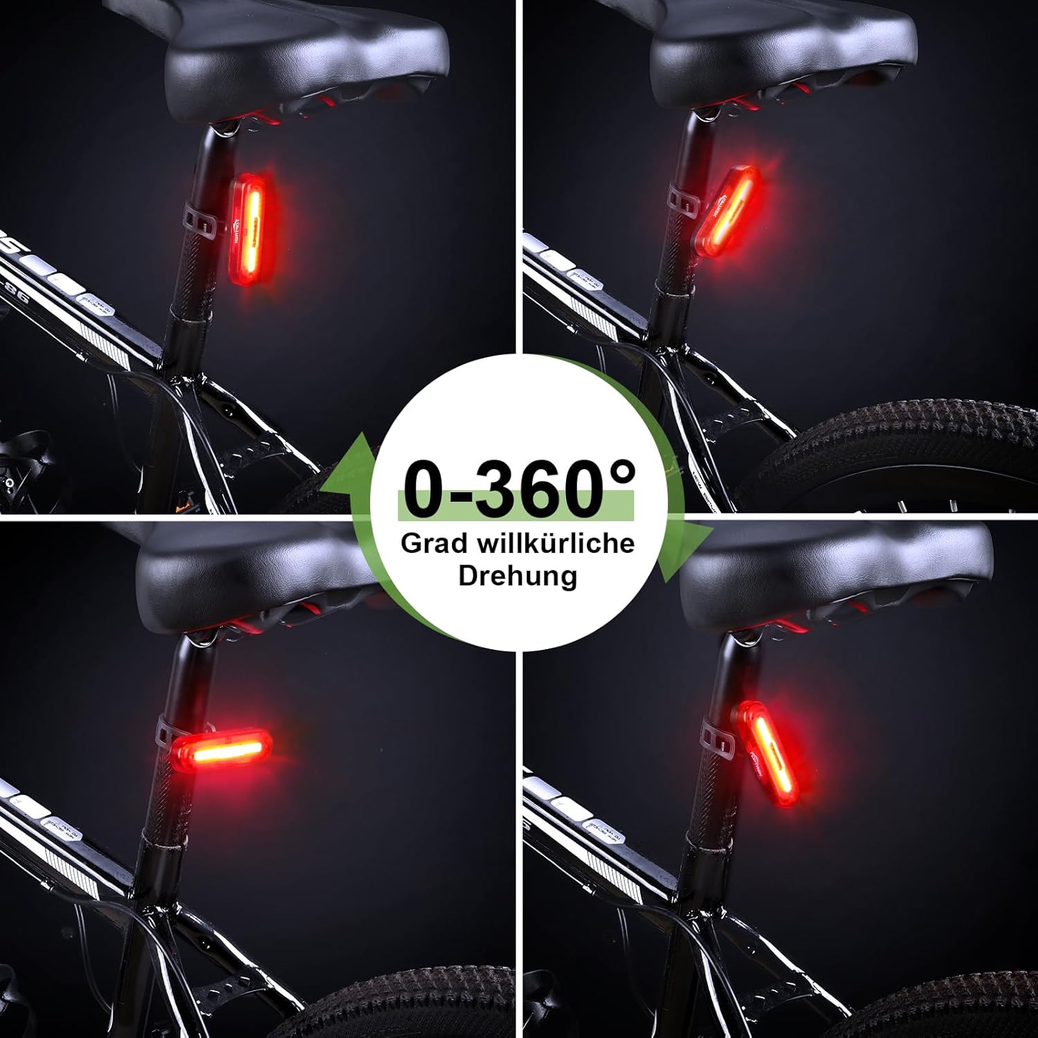 toptrek Rear Light Bicycle Visibility Range 200 Metres, Rear Light Bicycle LED StVZO Approved Bicycle Rear Light USB-C Rechargeable Battery Bicycle Light Rear IPX5 Waterproof for Road Bike, MTB, – Bild 7